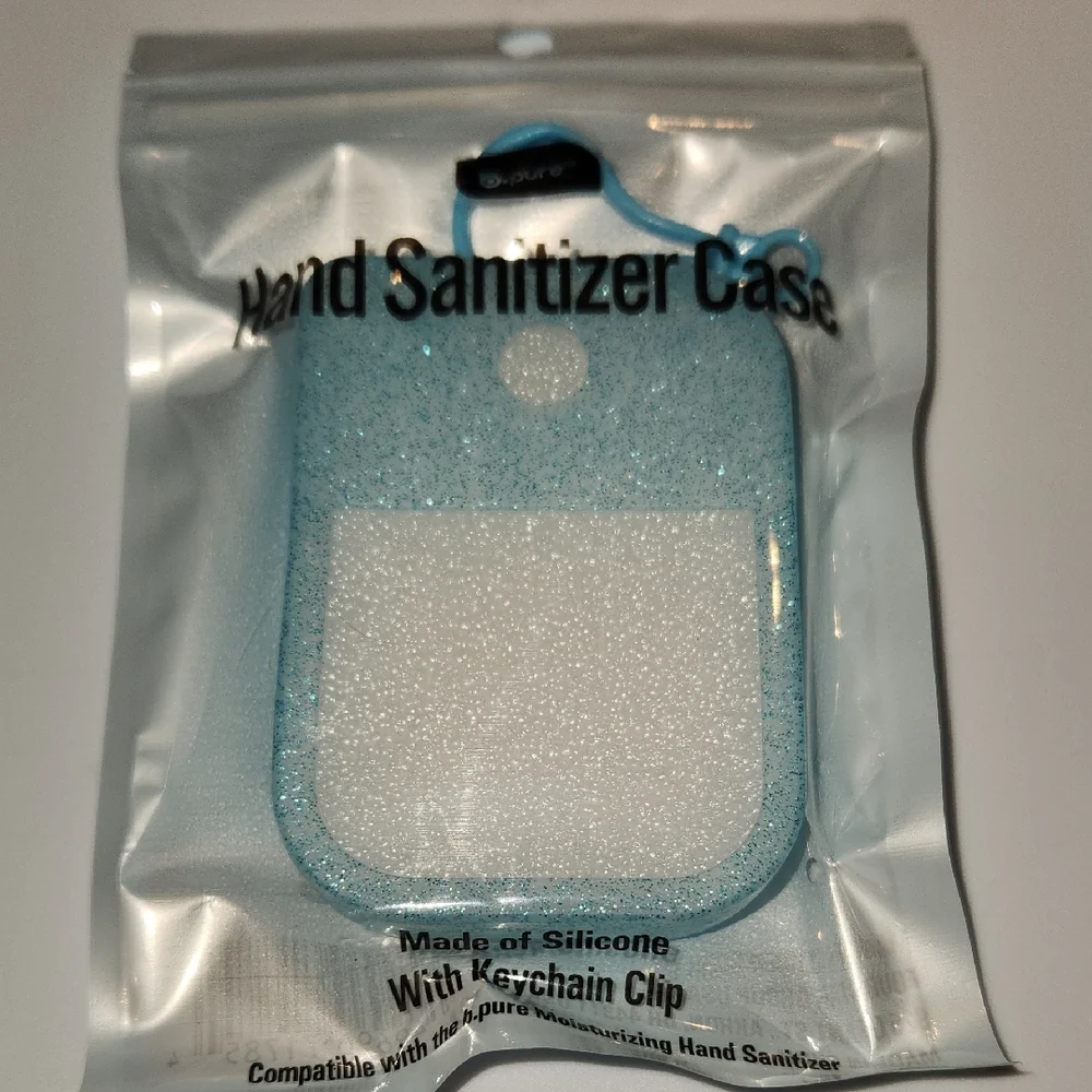 Blue Glitter Silicone Hand Sanitizer Case W/ Keychain Clip- 1/$6, 2$10 Or 3/$12